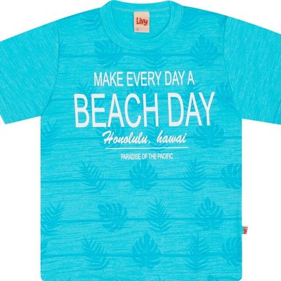 Camiseta Infantil Menina Hawai Azul