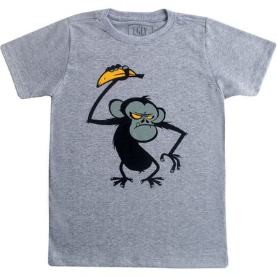 Camiseta Juvenil Menino Crazy Monkey Mescla