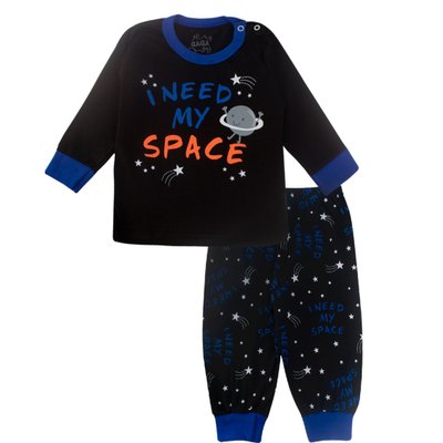 Pijama Bebê Menino Space Preto