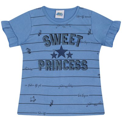 Blusa Infantil Menina Sweet Princess Azul