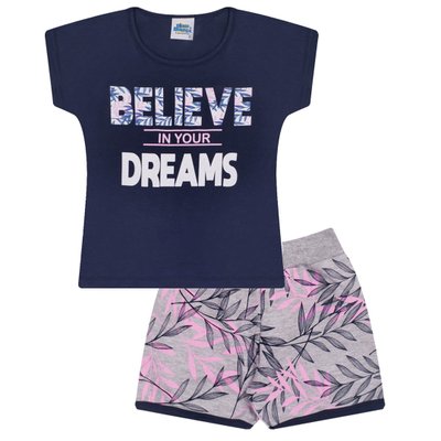Conjunto Infantil Menina Believe Dreams Marinho