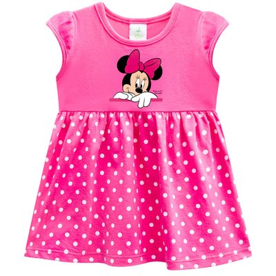Vestido Bebê Menina Minnie Poá Pink - Brandili