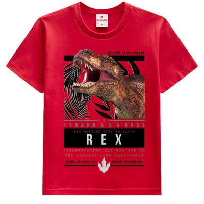 Camiseta Infantil Menino T-Rex Vermelha - Brandili