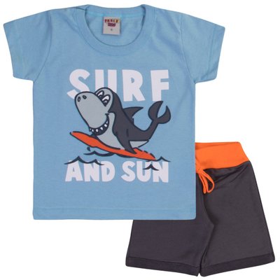 Conjunto Kids Menino Shark Surf Azul