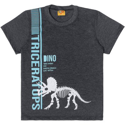Camiseta Kids Menino Triceratops Chumbo