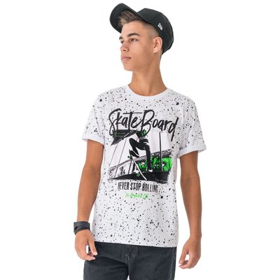 Camiseta Juvenil Menino Skate Board Branca