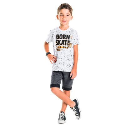 Conjunto Juvenil Menino Born to Skate Branco