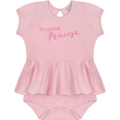 Body Vestido Bebê Menina Pequena Princesa Rosa
