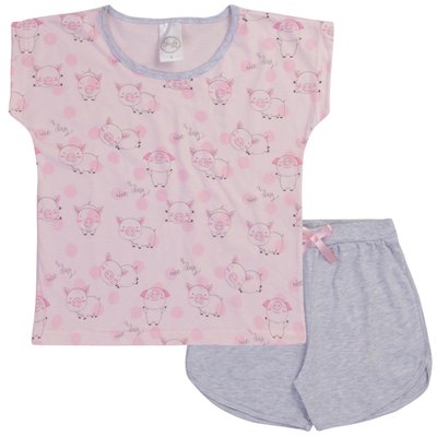 Pijama Infantil Menina Porquinhos Rosa