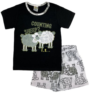 Pijama Infantil Unissex Counting Sheep Preto Brilha no Escuro