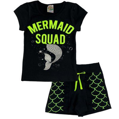 Conjunto Infantil Menina Mermaid Squad Preto