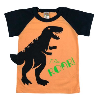 Camiseta Infantil Menino T-Rex Laranja