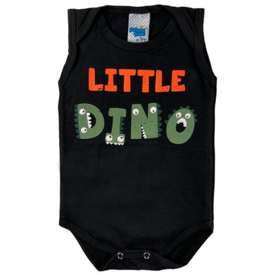 Body Regata Bebê Menino Little Dino Preto