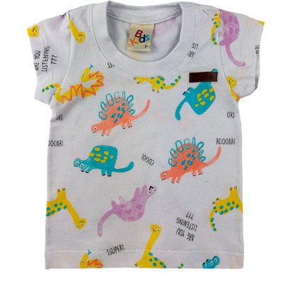 Camiseta Bebê Menino Dinossauros Branca