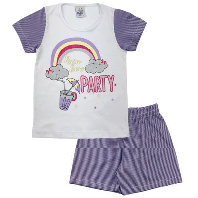 Pijama Infantil Menina Rainbow Branco