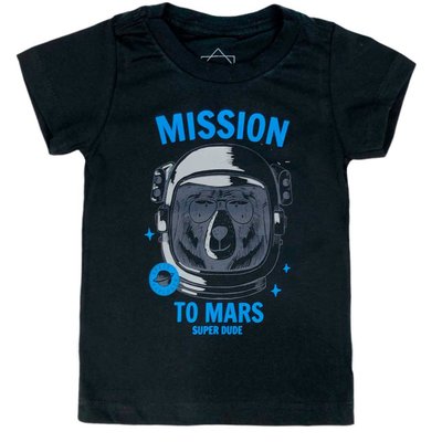 Camiseta Kids Menino Urso Astronauta Preta