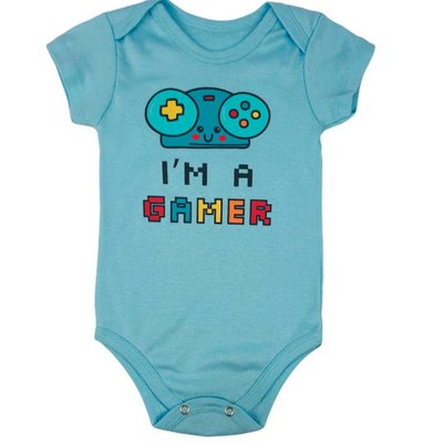 Body Bebê Menino I'm a Gamer Azul