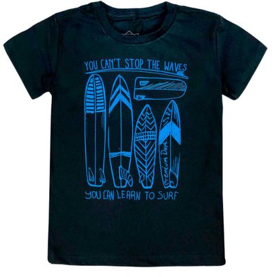 Camiseta Infantil Menino You Can Learn to Surf Preta