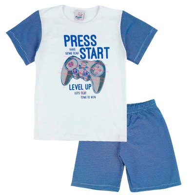 Pijama Infantil Menino Press Start Branco