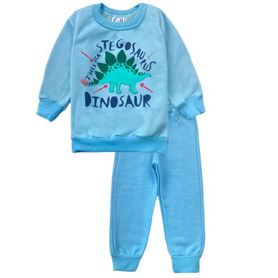 Conjunto Moletom Bebê Menino Dinossauro Azul