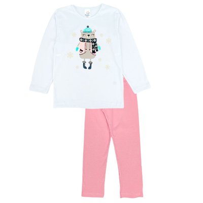 Pijama Infantil Menina Ursinha Branco com Chiclete