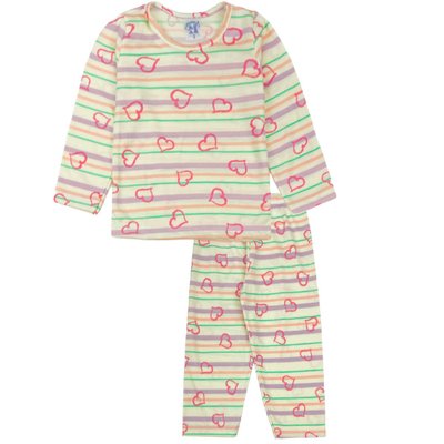 Pijama Infantil Menina Listrado Corações Off