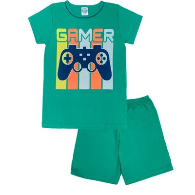Pijama Juvenil Menino Gamer Verde Brilha No Escuro