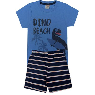 Conjunto Kids Menino Dino Beach Azul