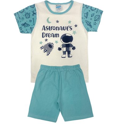 Pijama Infantil Menino Astronauta Off com Menta