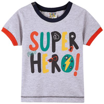 Camiseta Bebê Menino Super Hero Mescla Claro
