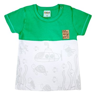 Camiseta Bebê Menino Submarino Verde com Branco