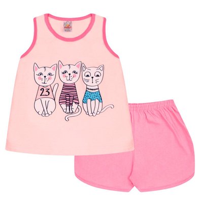 Pijama Infantil Menina Thre Cats Rosa