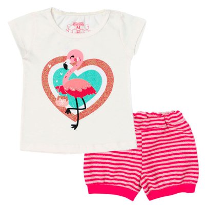 Conjunto Bebê Menina Flamingo Off