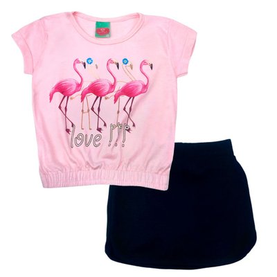 Conjunto Kids Menina Flamingos Rosa