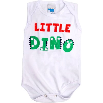 Body Regata Bebê Menino Little Dino Branco