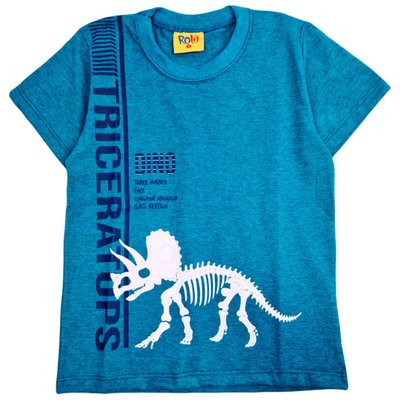 Camiseta Kids Menino Triceratops Turquesa