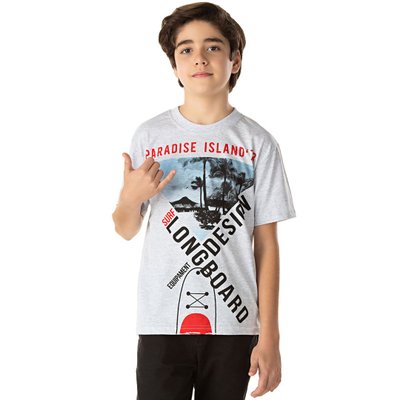 Camiseta Juvenil Menino Paradise Island Mescla