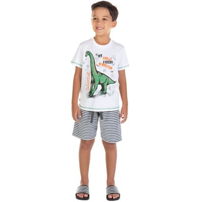 Conjunto Infantil Menino Dinossauro Branco