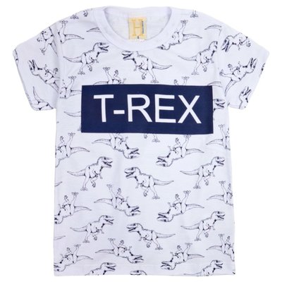 Camiseta Infantil Menino T-Rex Branca