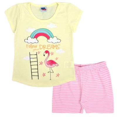 Pijama Infantil Menina Flamingo Amarelo