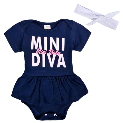 Vestido Body Bebê Menina Mini Diva Marinho
