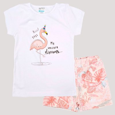 Conjunto Infantil Menina Flamingo Branco