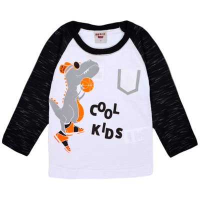 Camiseta Kids Menino Dino Cool Kids Branca e Preta