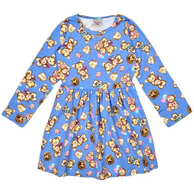 Vestido Infantil Menina Ursinhos Azul