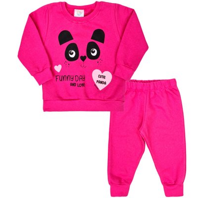 Conjunto Moletom Bebê Menina Cute Panda Pink