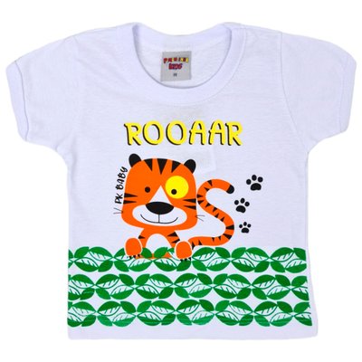 Camiseta Bebê Menino Tigre Branca