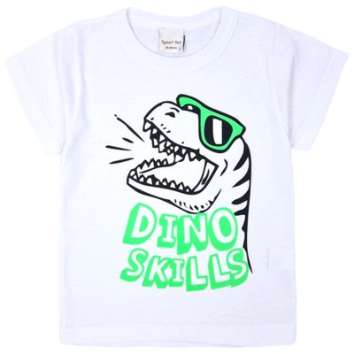 Camiseta Kids Menino Dino Skills Branca