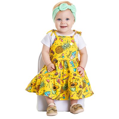 Vestido Bebê Menina Hello Summer Amarelo